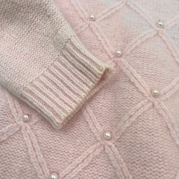 Dana Scott Womens Vintage Pink Pearl Lambswool Rabbit Hair Coquette Sweater Sz M - Picture 6 of 14